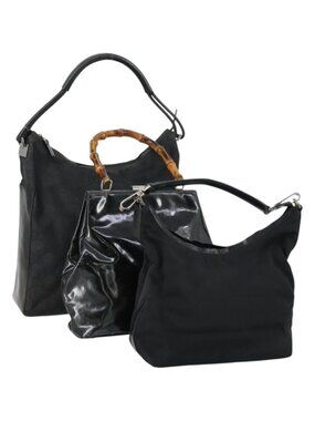 GUCCI GG Canvas Shoulder Bag Nylon 3 Set Black
